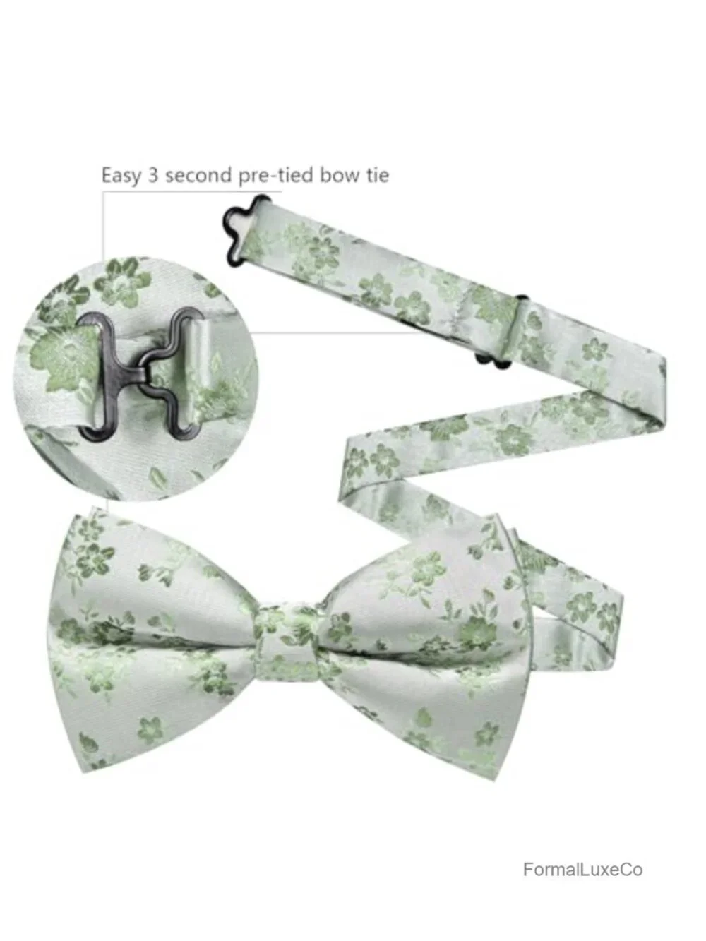 Silk Blend Pre-Tied Bowtie & Pocket Square Set with Cufflinks, Gift Box, Formal
